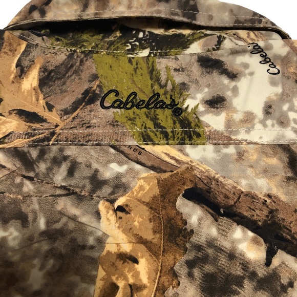 Cabelas Hunting Long Sleeve Shirt Camo Button Up Ex Large Zonz Woodland Print - Picture 4 of 9
